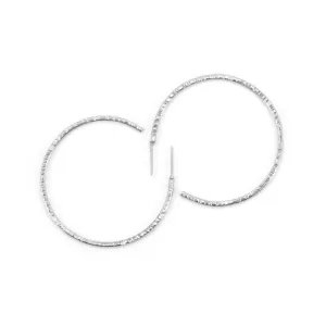Large Sterling Silver Textured Hoop Post Earrings