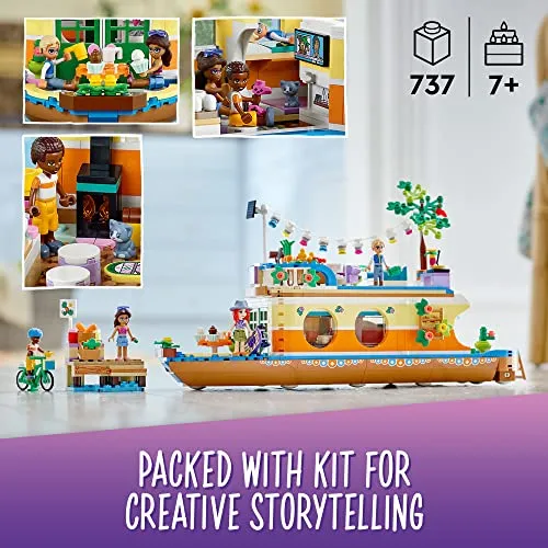 LEGO Friends Canal Houseboat 41702 Building Kit; Comes with 4 Mini-Dolls Including Mia and 1 Animal Toy; Birthday Gift for Kids Aged 7  (737 Pieces)