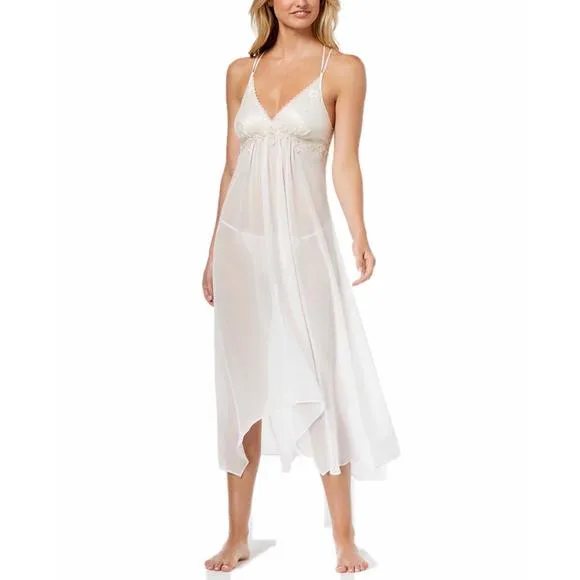 Linea Donatella Keepsake Lace-Trim Nightgown Ivory Size Large