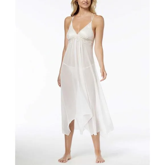 Linea Donatella Keepsake Lace-Trim Nightgown Ivory Size Large