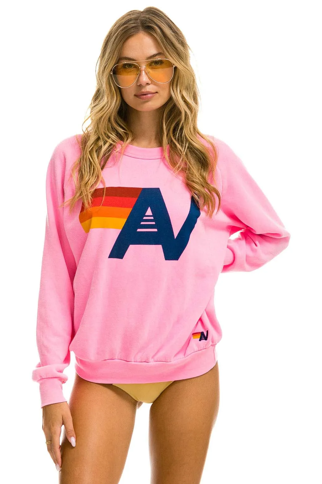 LOGO LIGHT WEIGHT CREW SWEATSHIRT - NEON PINK