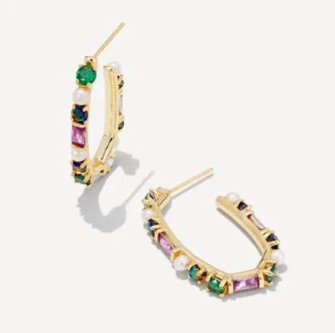 Madelyn Gold Hoop Earrings In Multi Mix