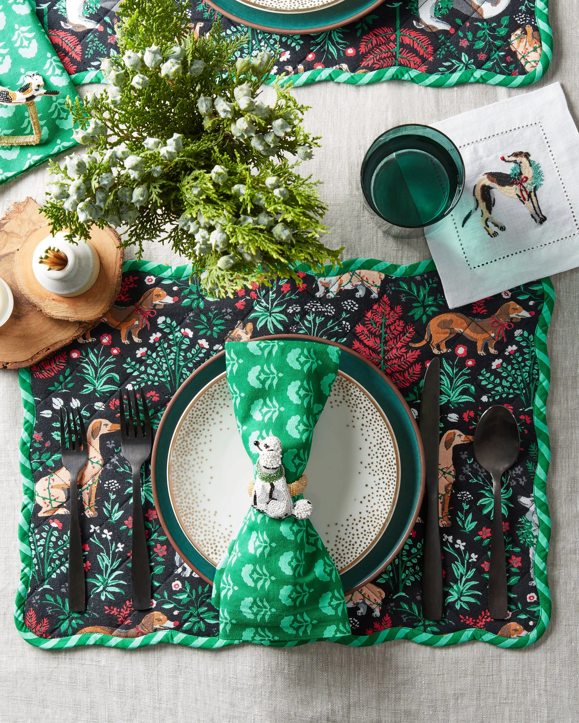 Magic Marigold - Dinner Napkins Set Of 4 - Emerald