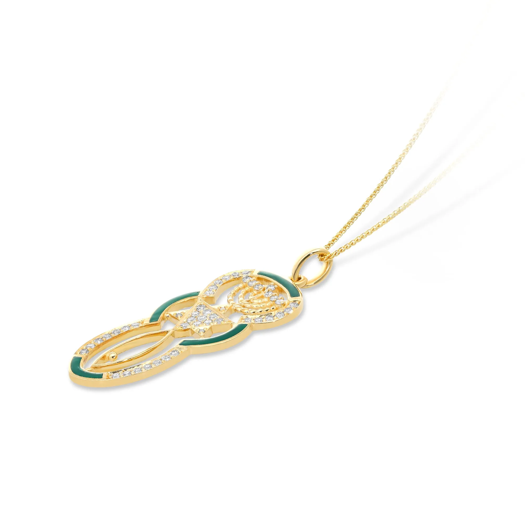 Messianic Seal Gold and Diamonds Enamel Pendant