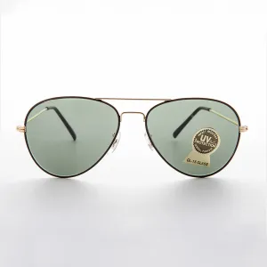 Metal Aviator Vintage Sunglass with Teardrop Glass Lens - Goose