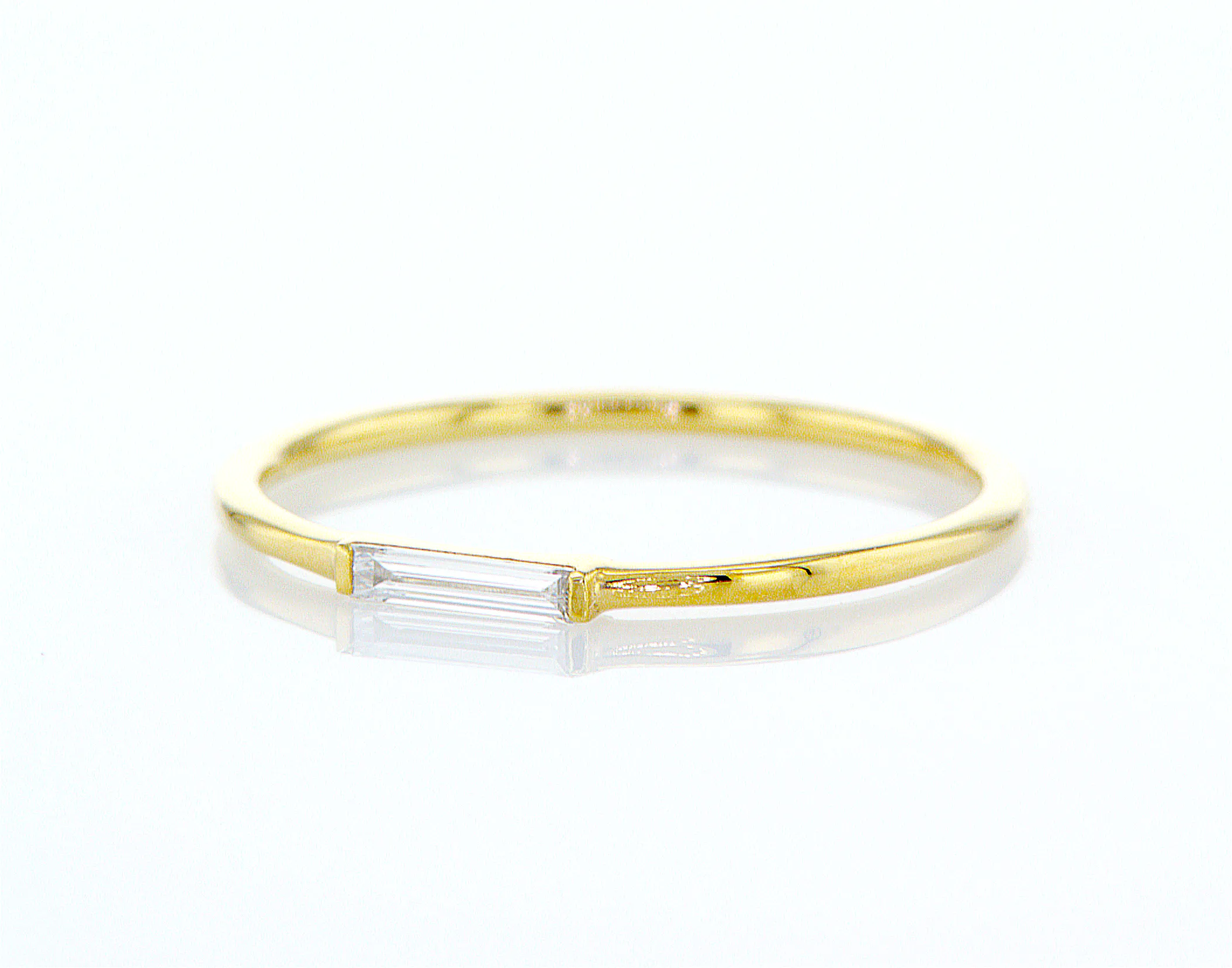 Minimalist Diamond Ring - Baguette Solitaire Ring