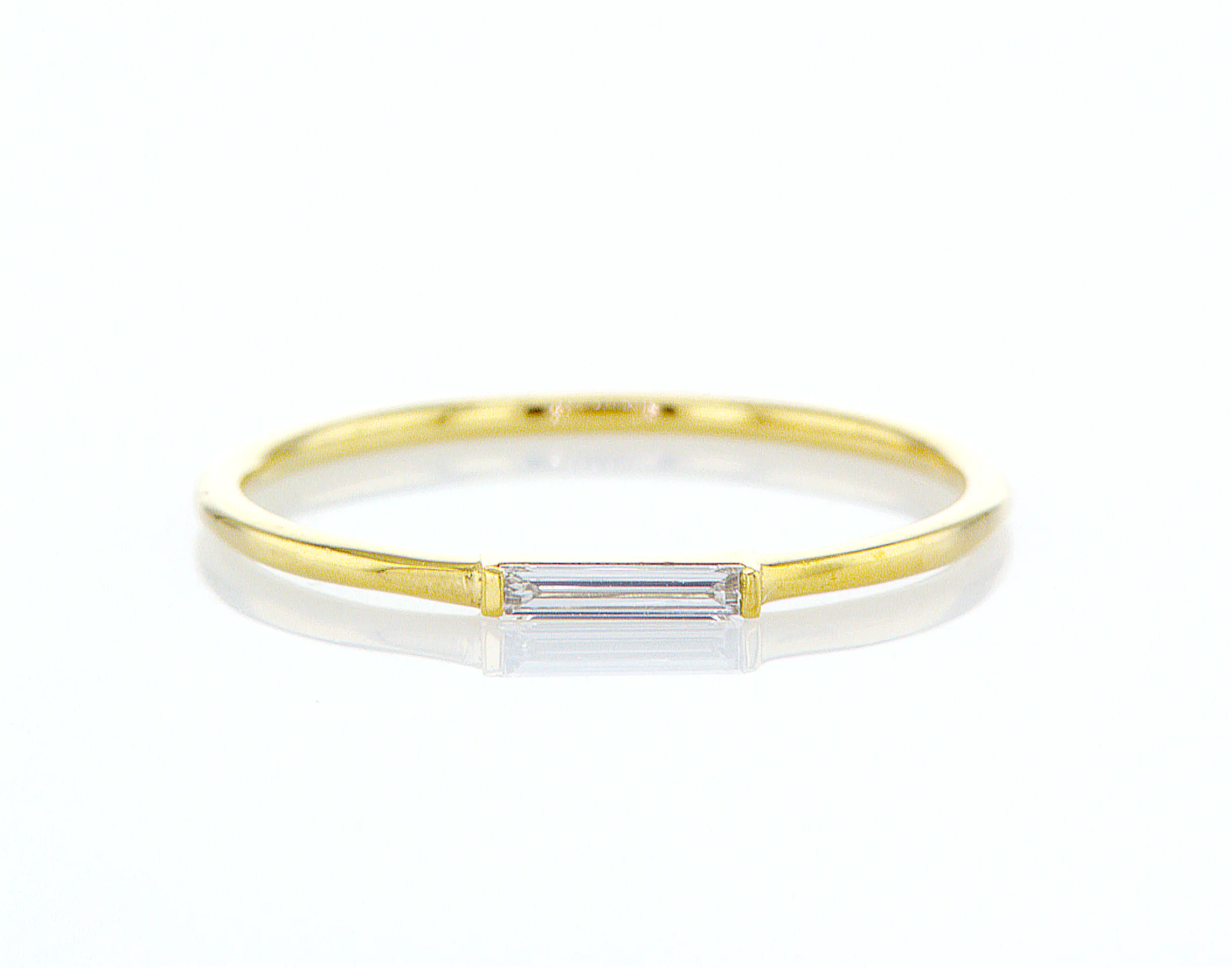 Minimalist Diamond Ring - Baguette Solitaire Ring