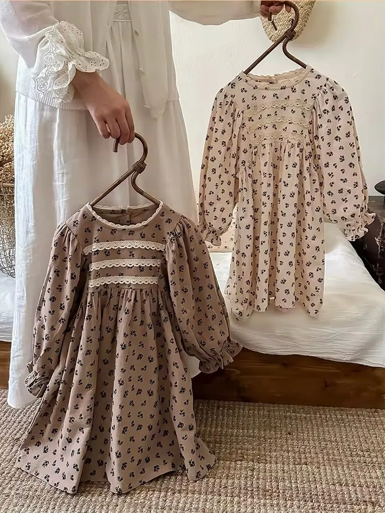 MLace Trim Floral Dress