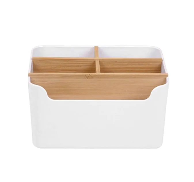 Modern Simple Bamboo Storage Box Multi - Functional 5 Grid Desktop Organizer Remote Controller Cosmetic Storage Boxes