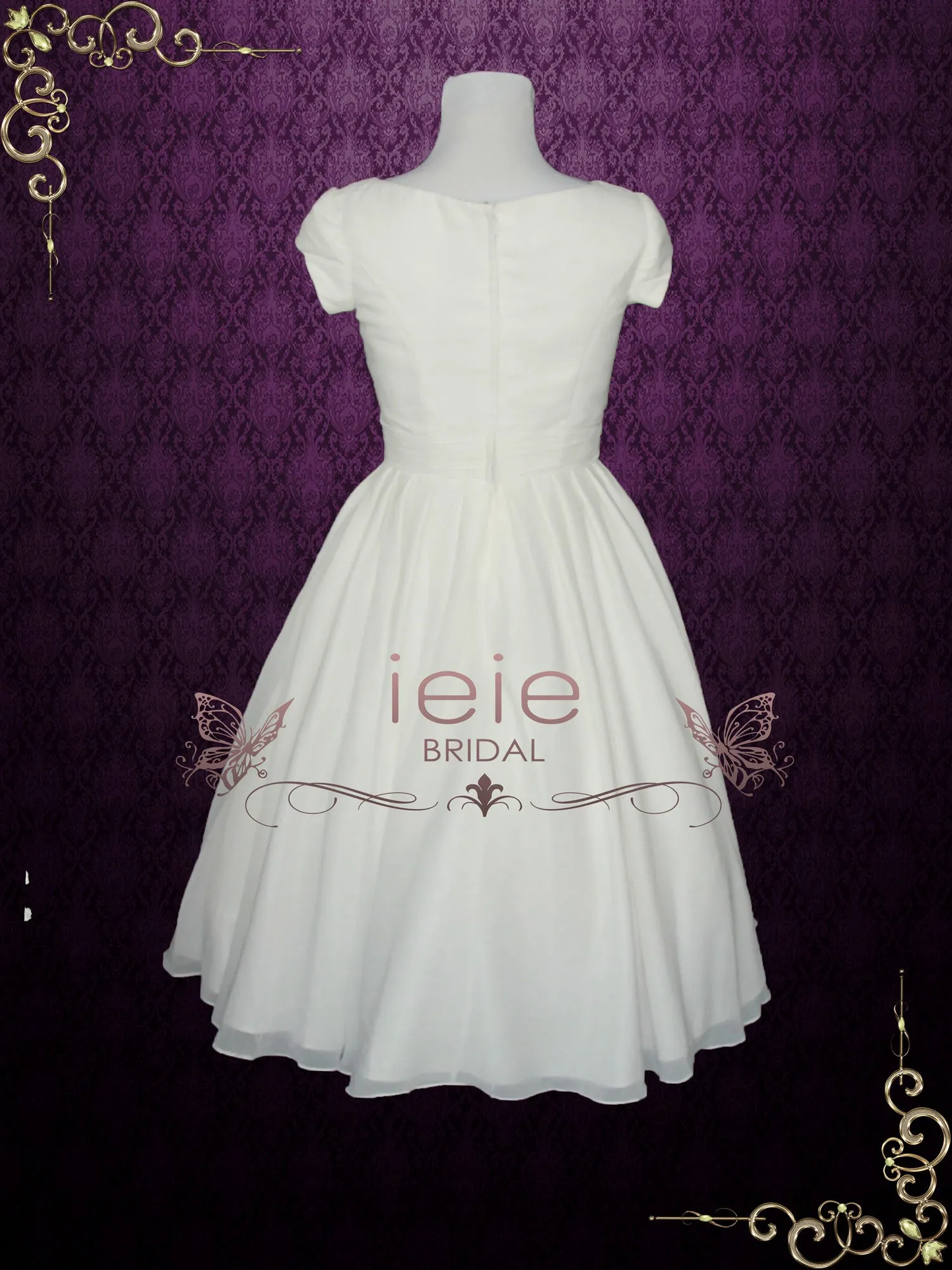 Modest Chiffon Short Wedding Dress RAYLENE