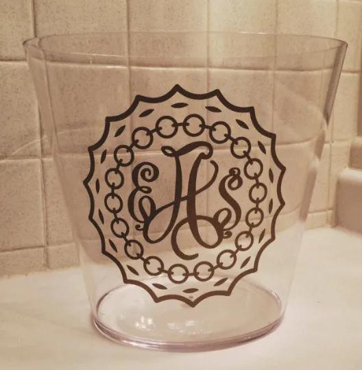 Monogrammed Acrylic Waste Basket