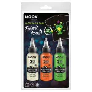 Moon Glow Glow In The Dark Fabric Paint, Invisible, Orange, Green