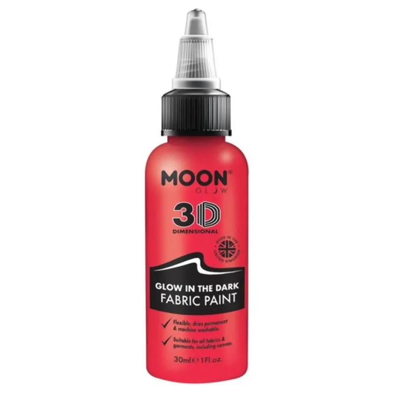 Moon Glow Glow In The Dark Fabric Paint, Red