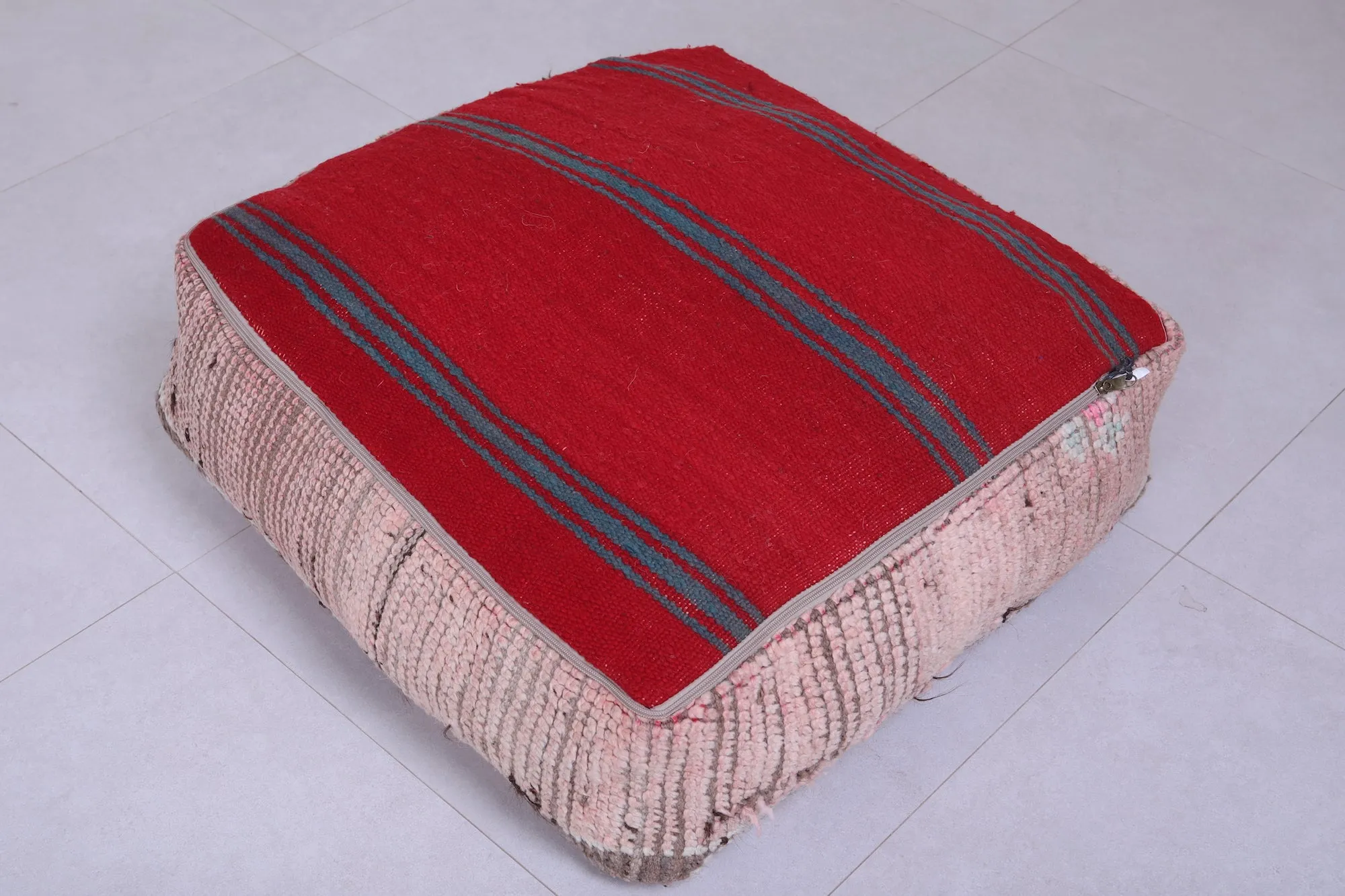 Moroccan handmade ottoman rug pouf