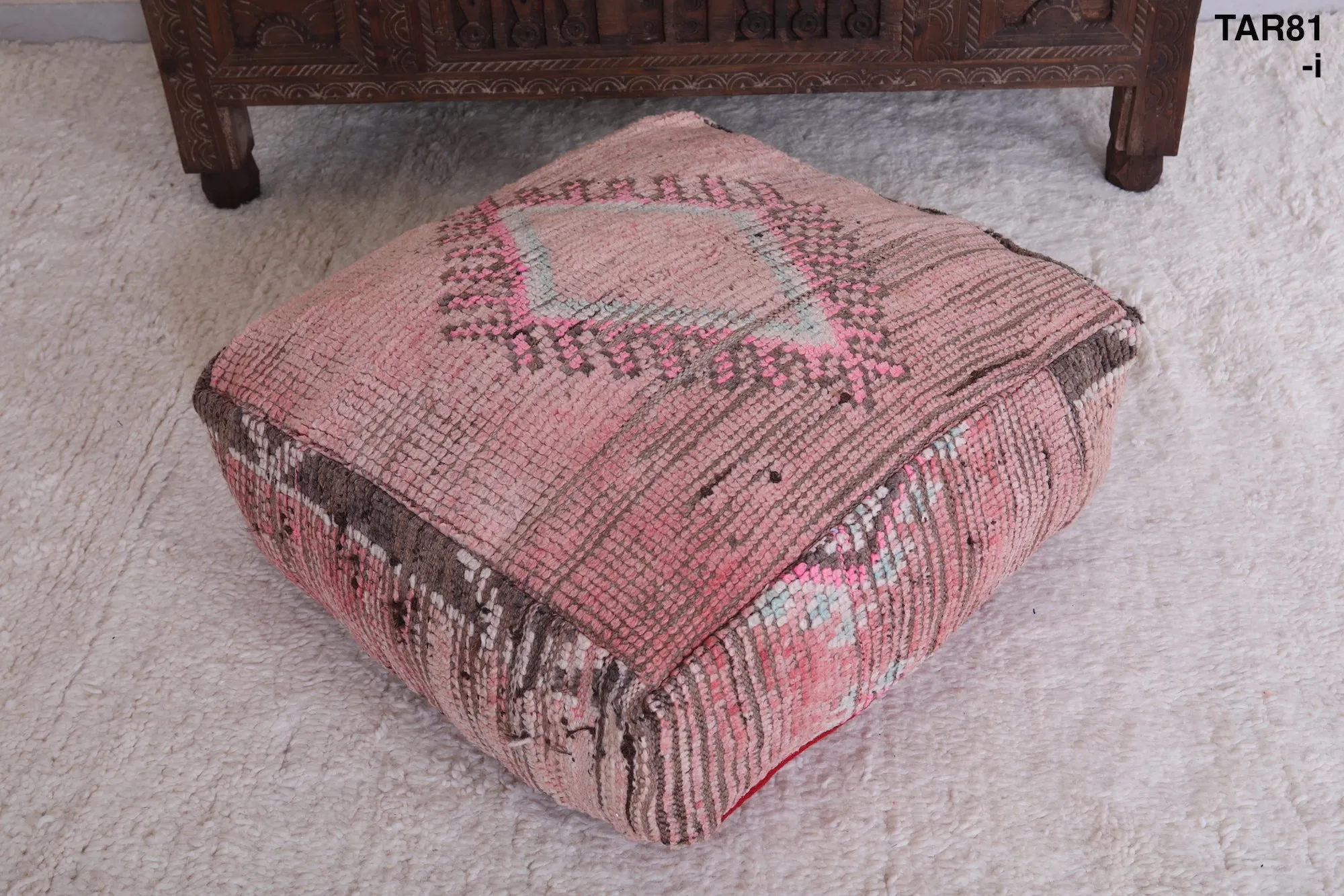 Moroccan handmade ottoman rug pouf