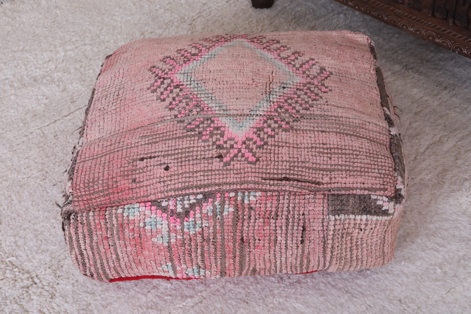 Moroccan handmade ottoman rug pouf