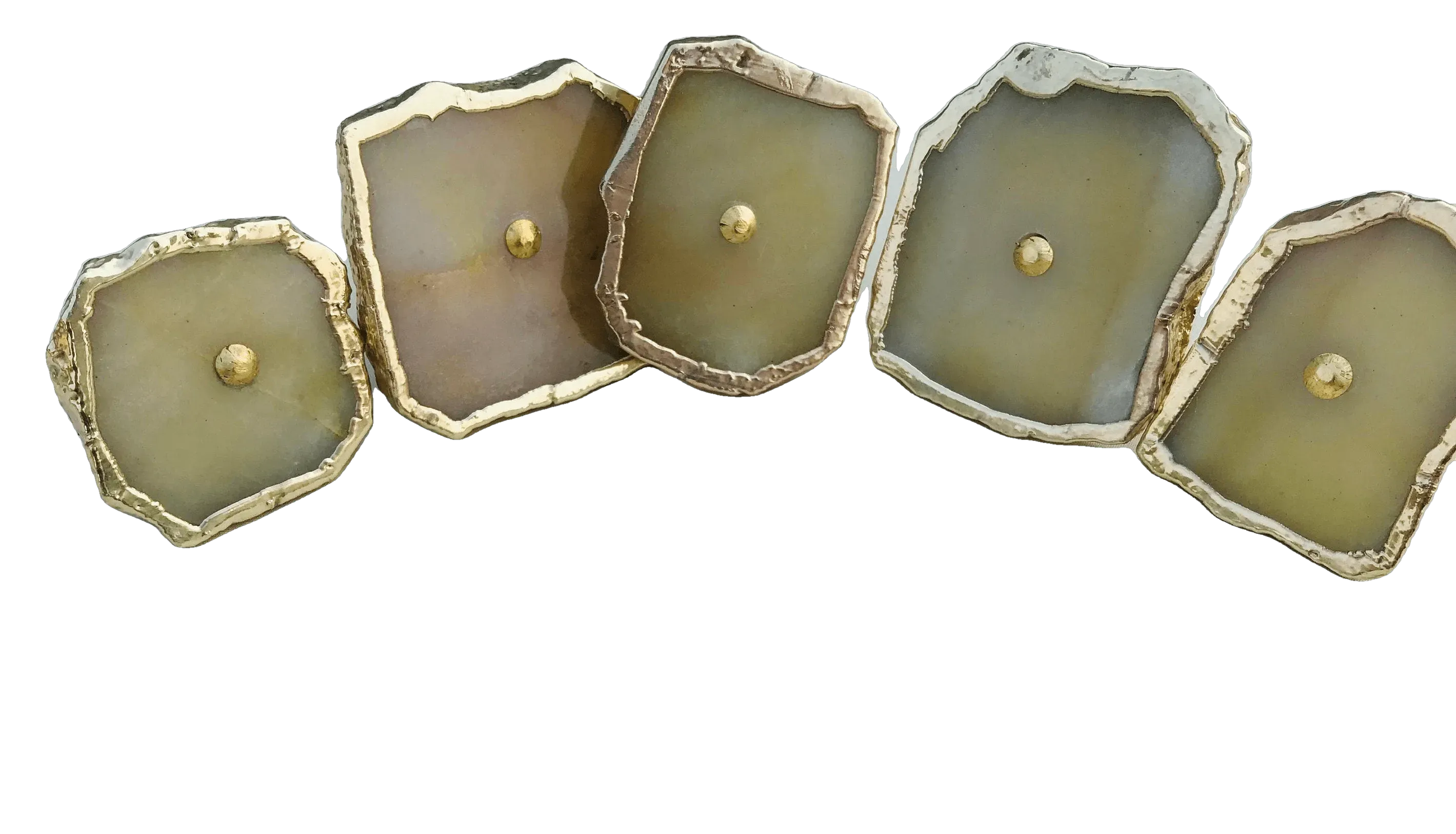 Mustard Agate Cabinet Door Pull Handle - Set of 6