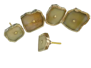 Mustard Agate Cabinet Door Pull Handle - Set of 6