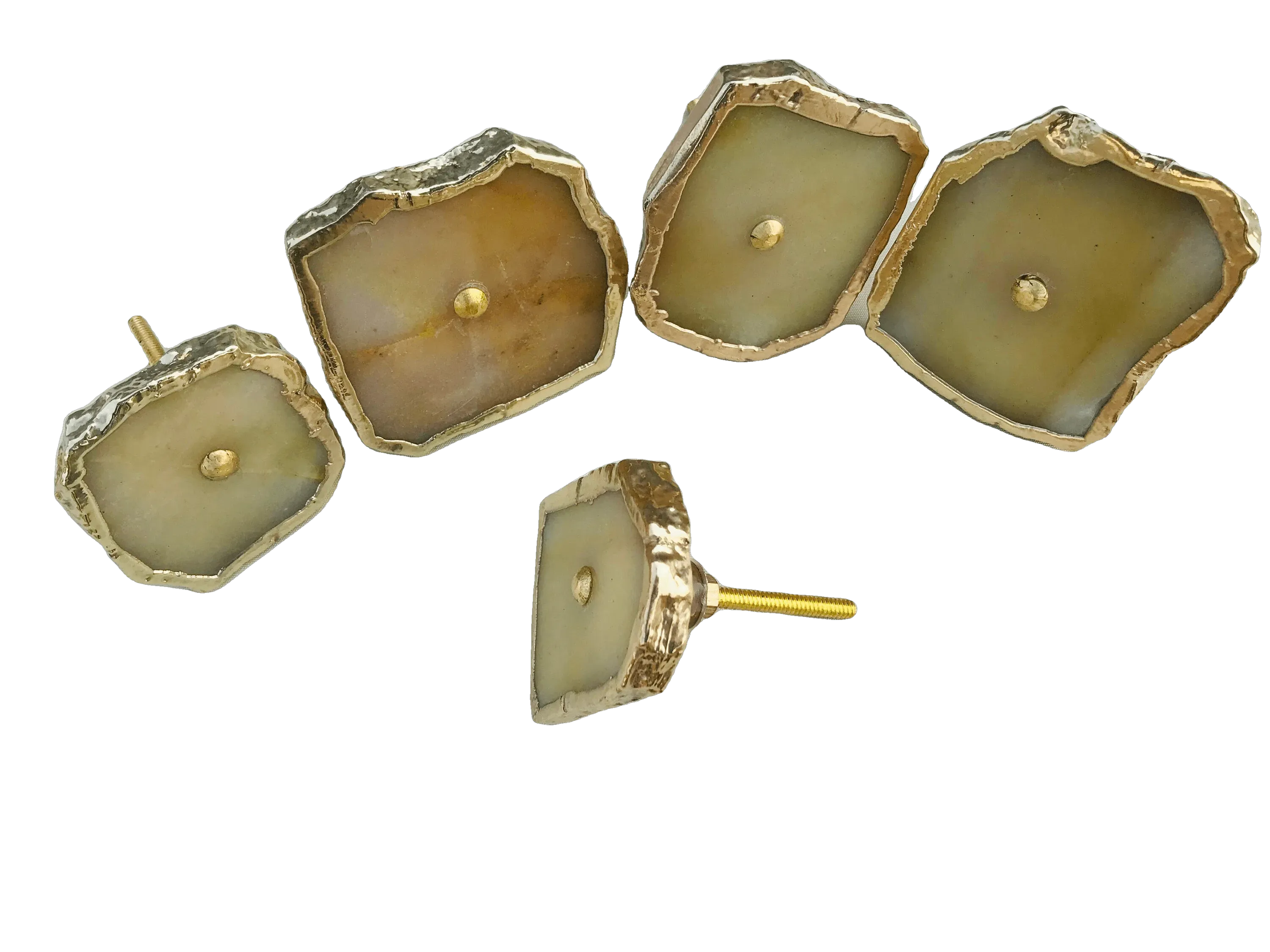 Mustard Agate Cabinet Door Pull Handle - Set of 6