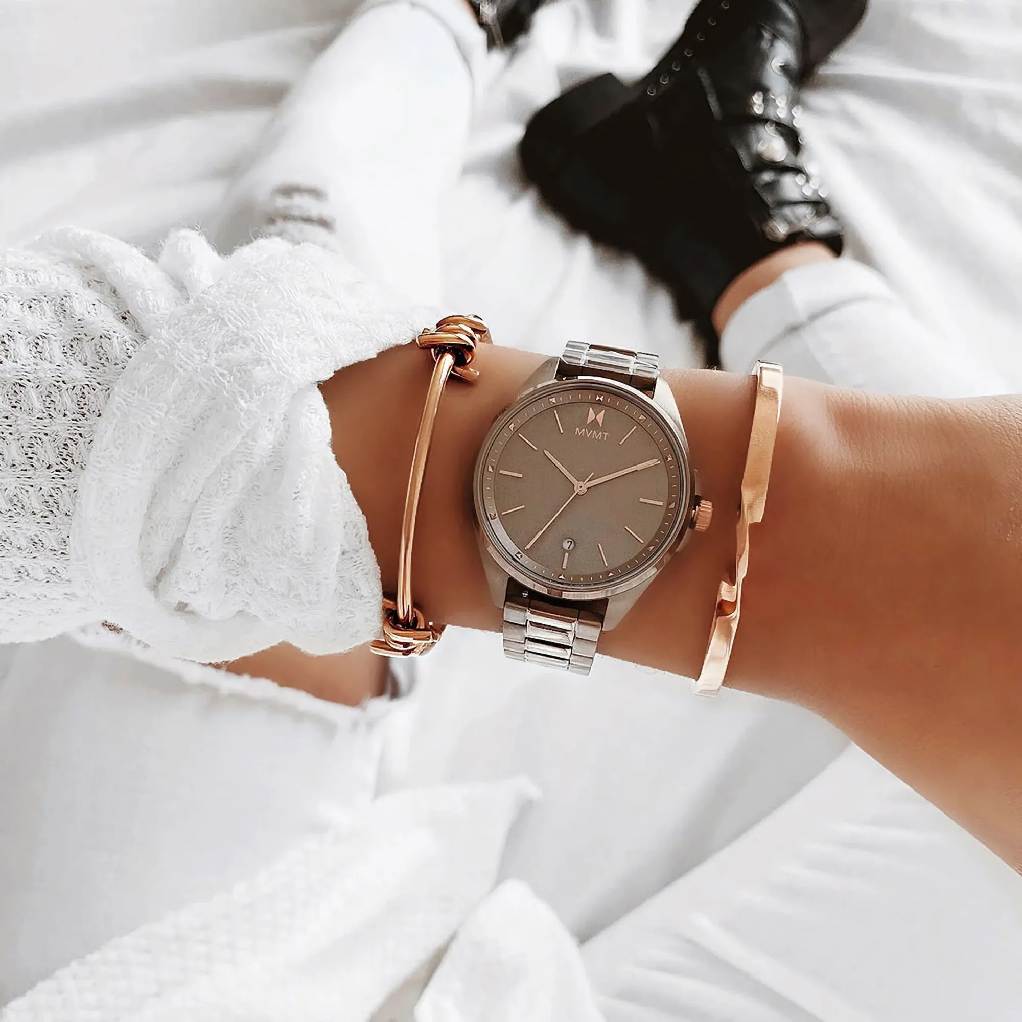 MVMT Coronada Moonliner Taupes with Date IP Stainless Steel Ladies watch
