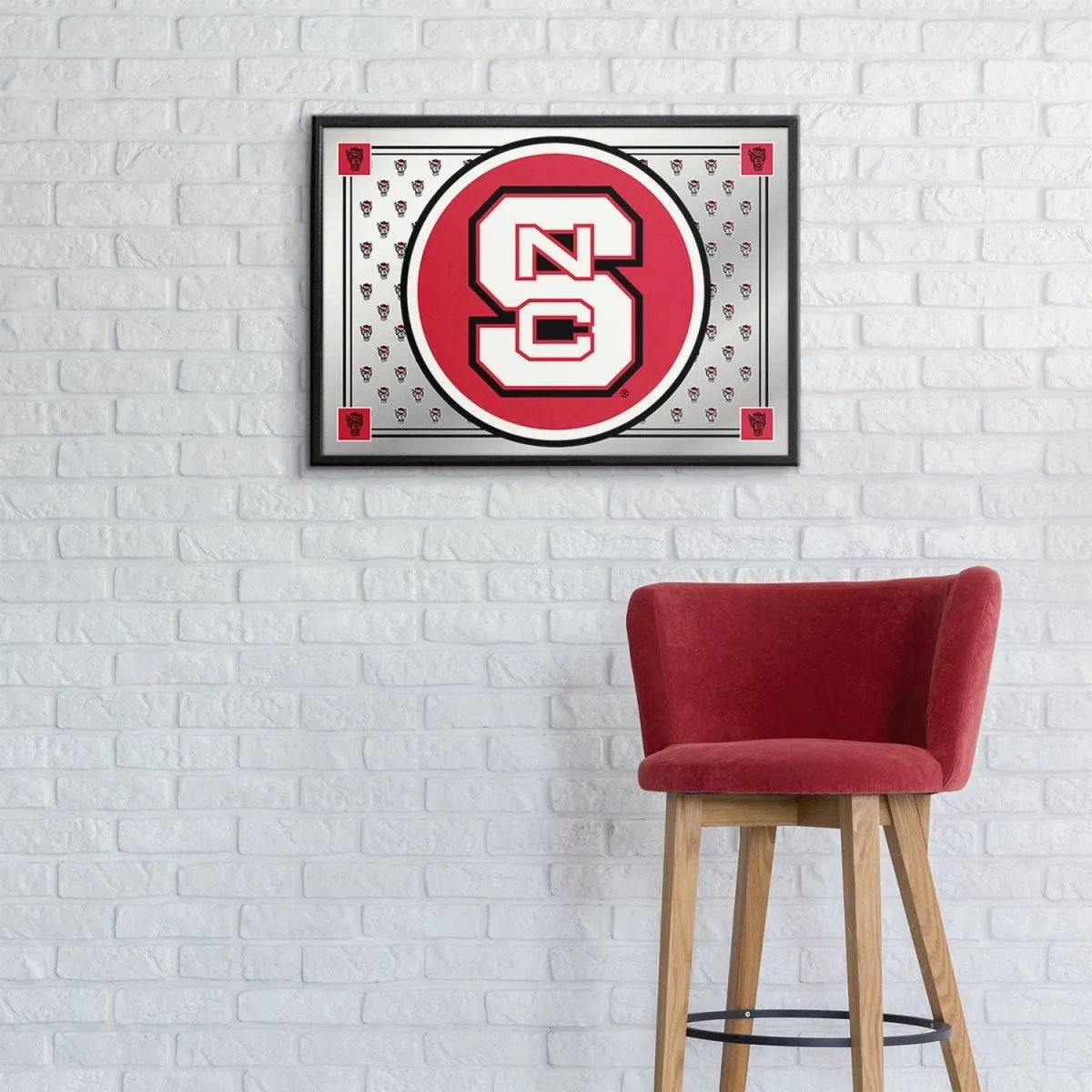 NC State Wolfpack: Team Spirit - Framed Mirrored Wall Sign