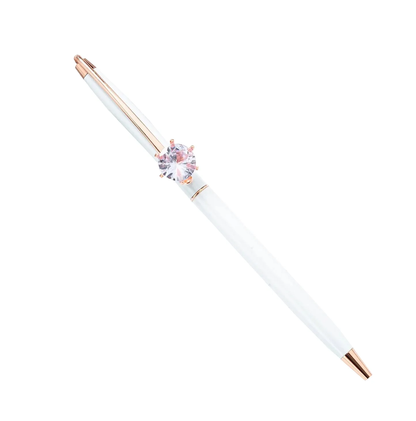 NEW! JEWEL PEN, WHITE   ROSE GOLD