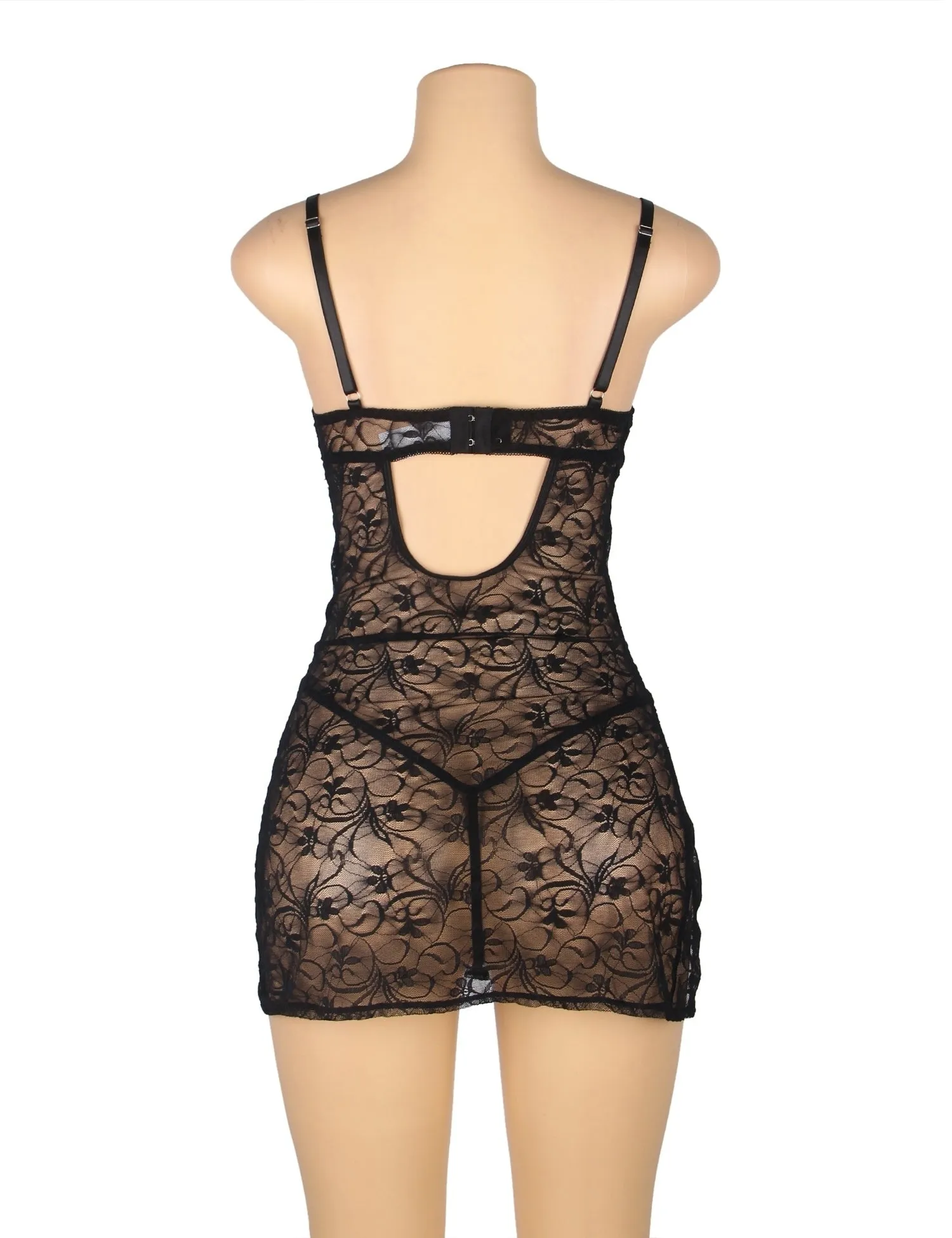 New Plus Size Red & Black Lace With Underwire Adjustable Straps Babydoll