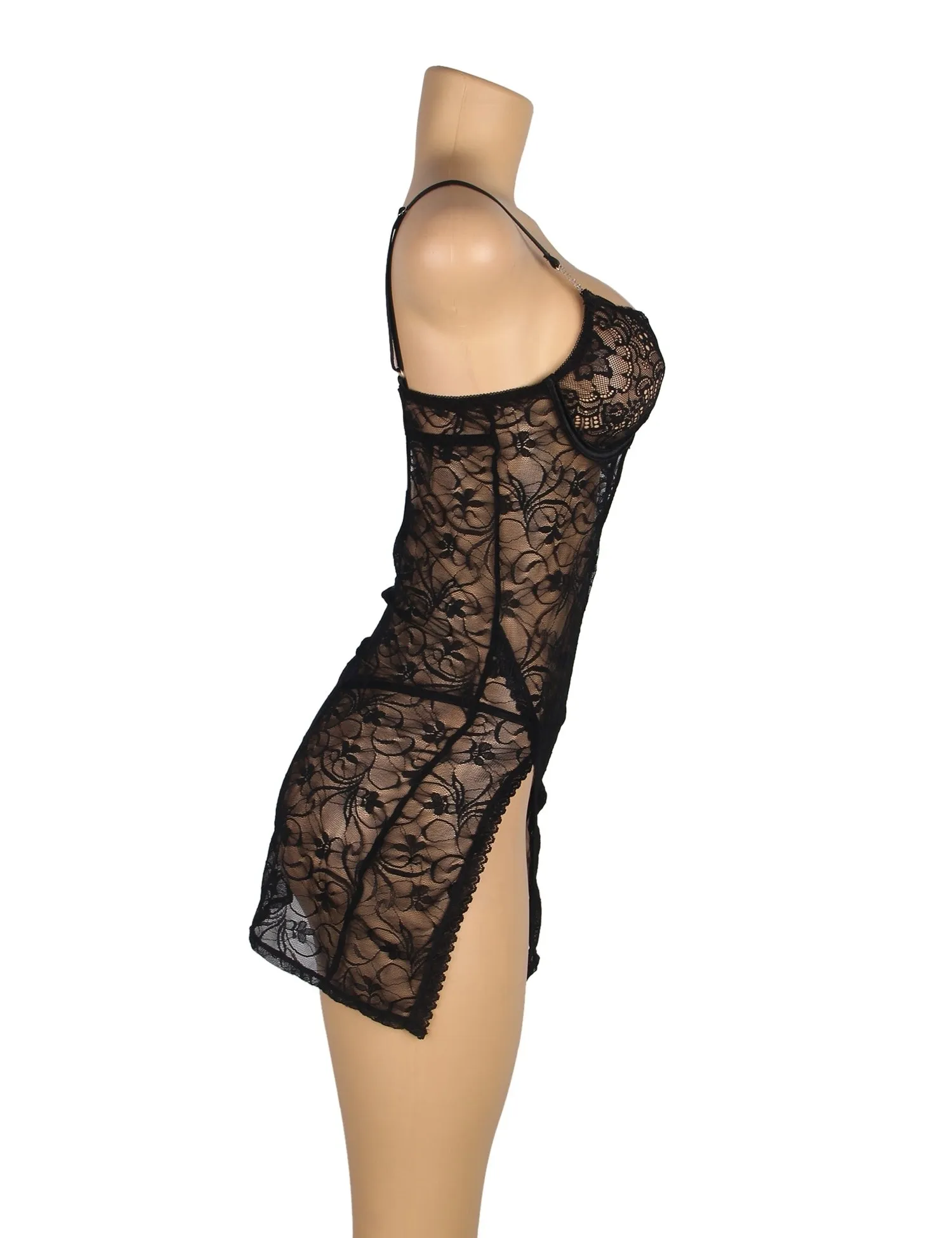 New Plus Size Red & Black Lace With Underwire Adjustable Straps Babydoll
