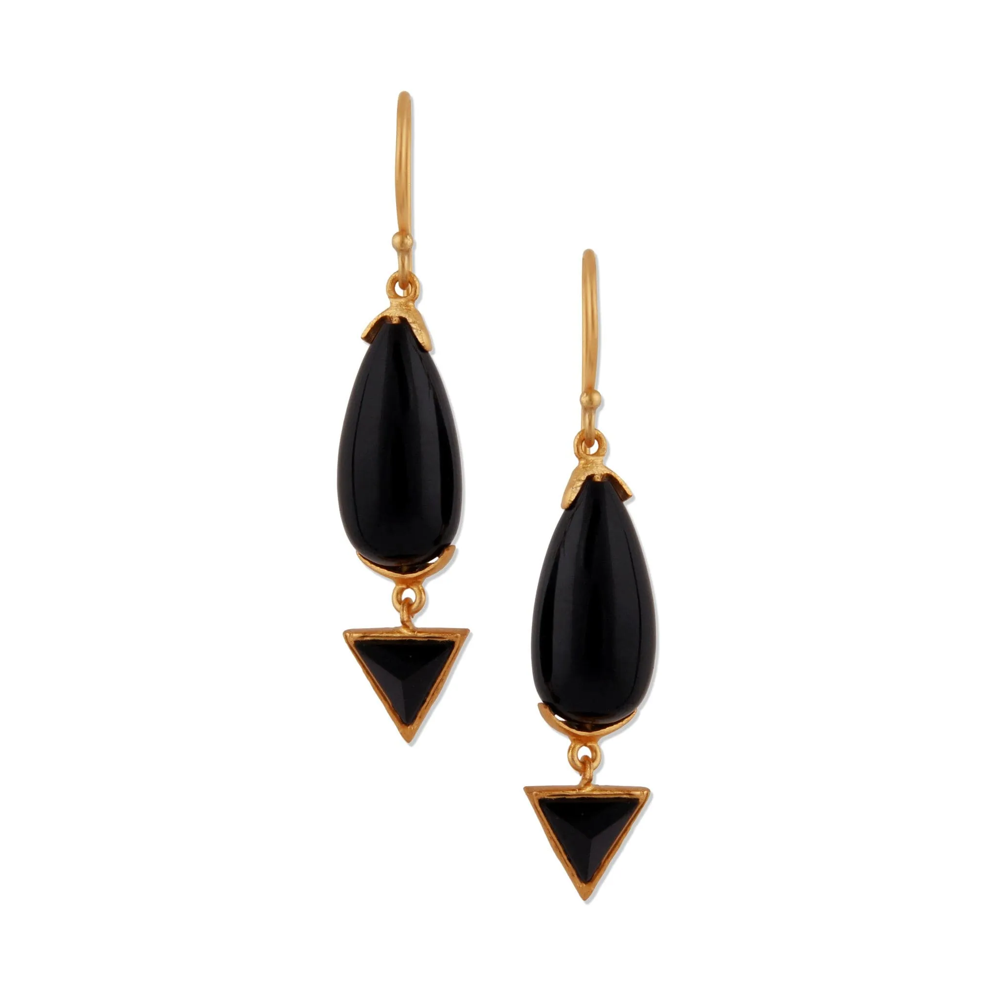 Nubia Black Teardrop and Triangle Dangle Earrings