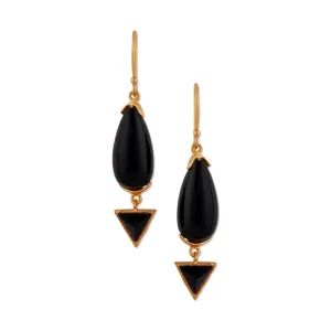 Nubia Black Teardrop and Triangle Dangle Earrings