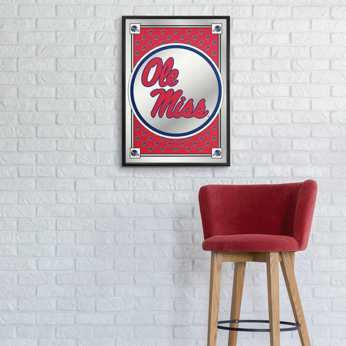 Ole Miss Rebels: Team Spirit, Stacked - Framed Mirrored Wall Sign