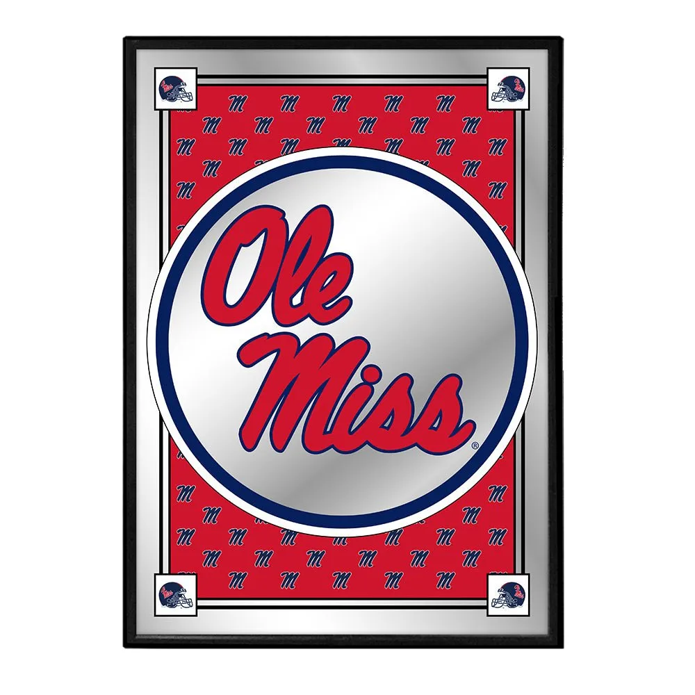 Ole Miss Rebels: Team Spirit, Stacked - Framed Mirrored Wall Sign