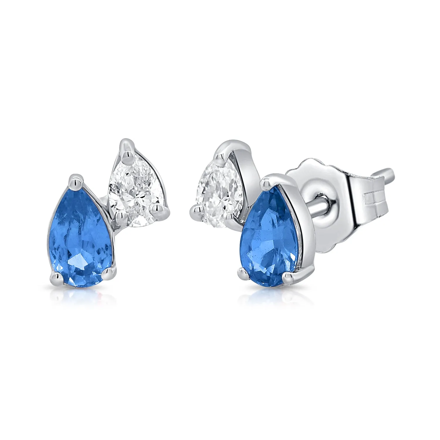 Pear Sapphire and Diamond Duo Stud Earring