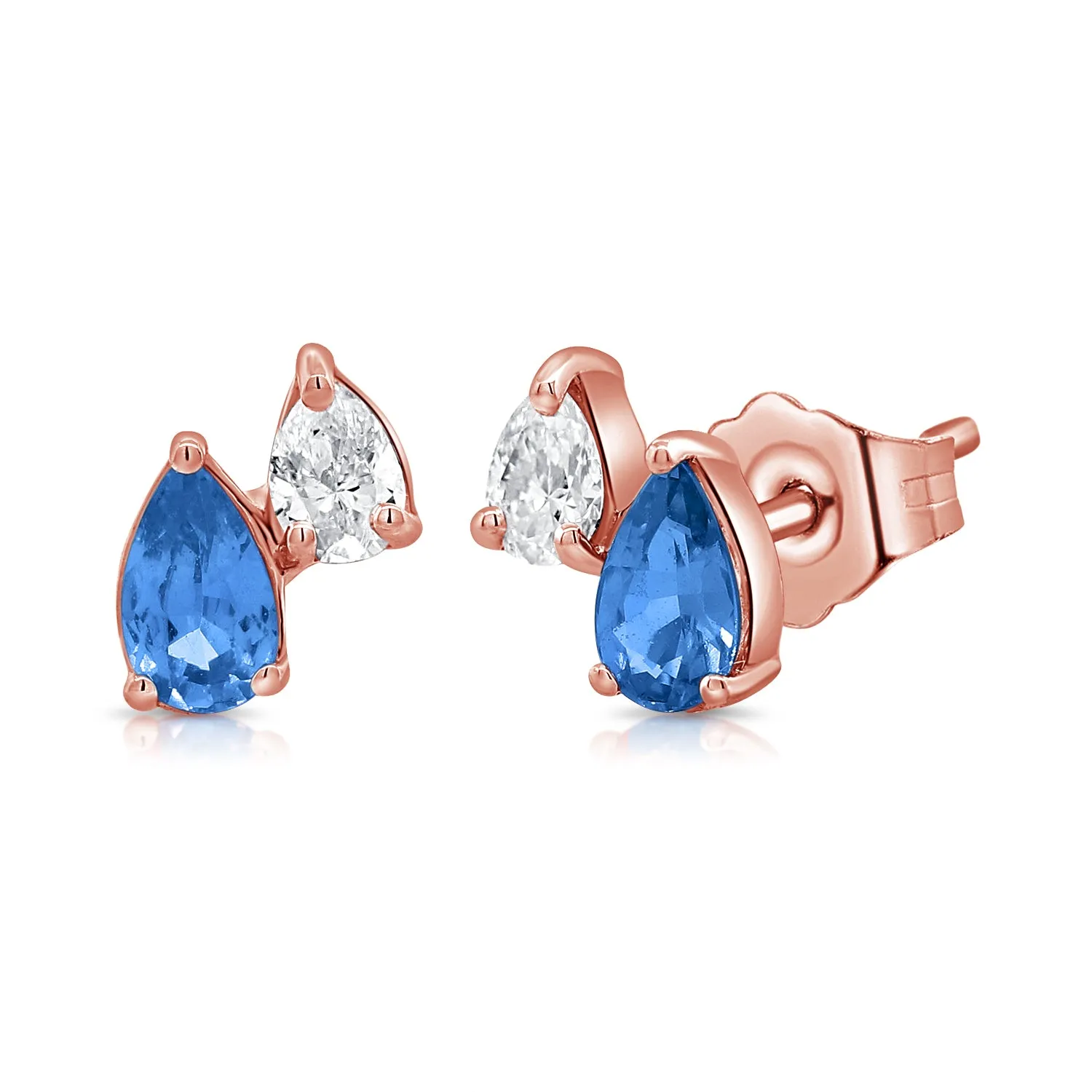 Pear Sapphire and Diamond Duo Stud Earring