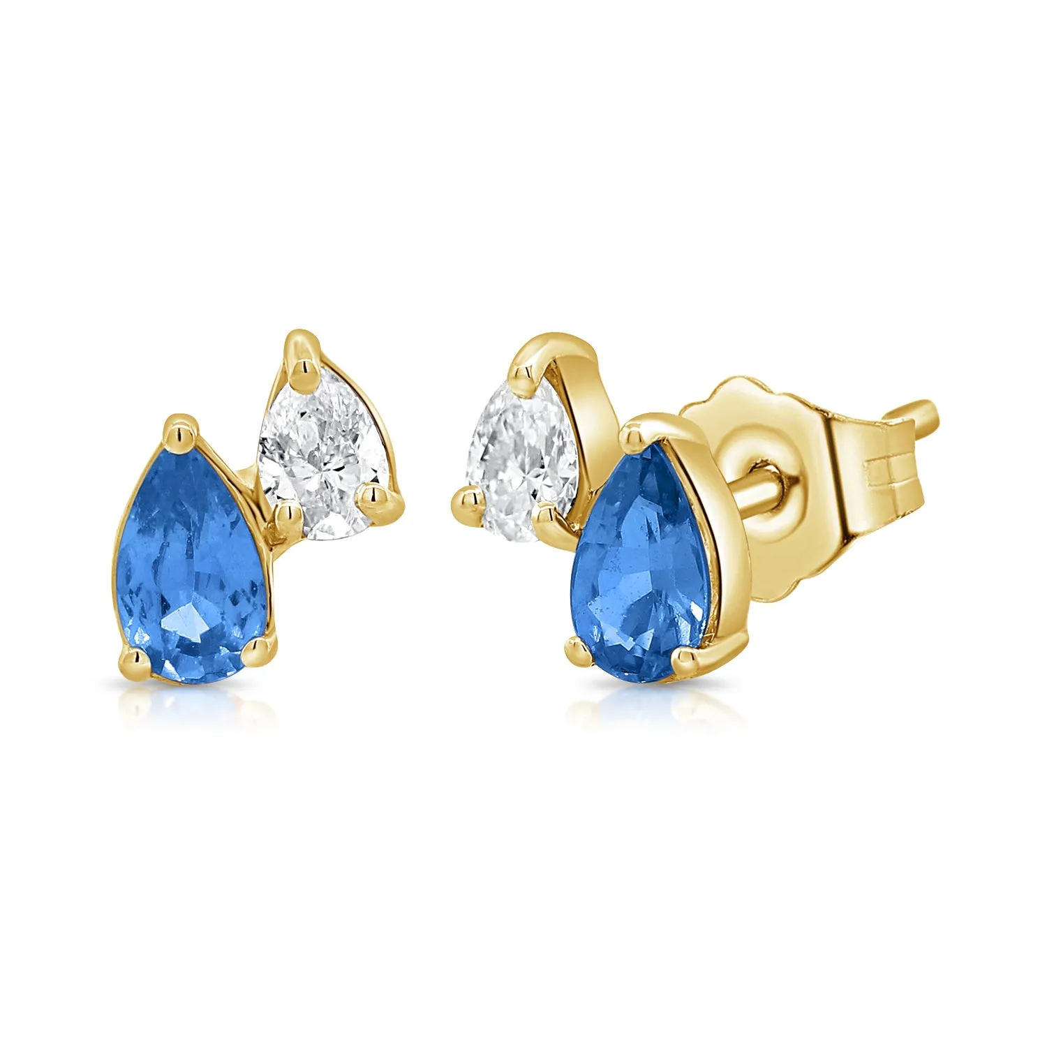 Pear Sapphire and Diamond Duo Stud Earring