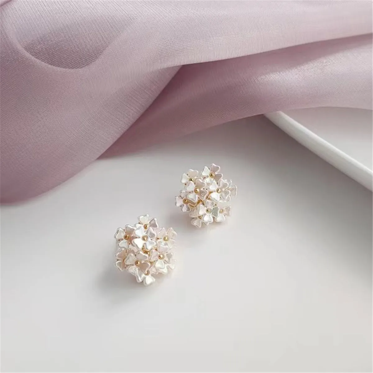 Pink Acrylic & 18K Gold-Plated Flowers Stud Earrings
