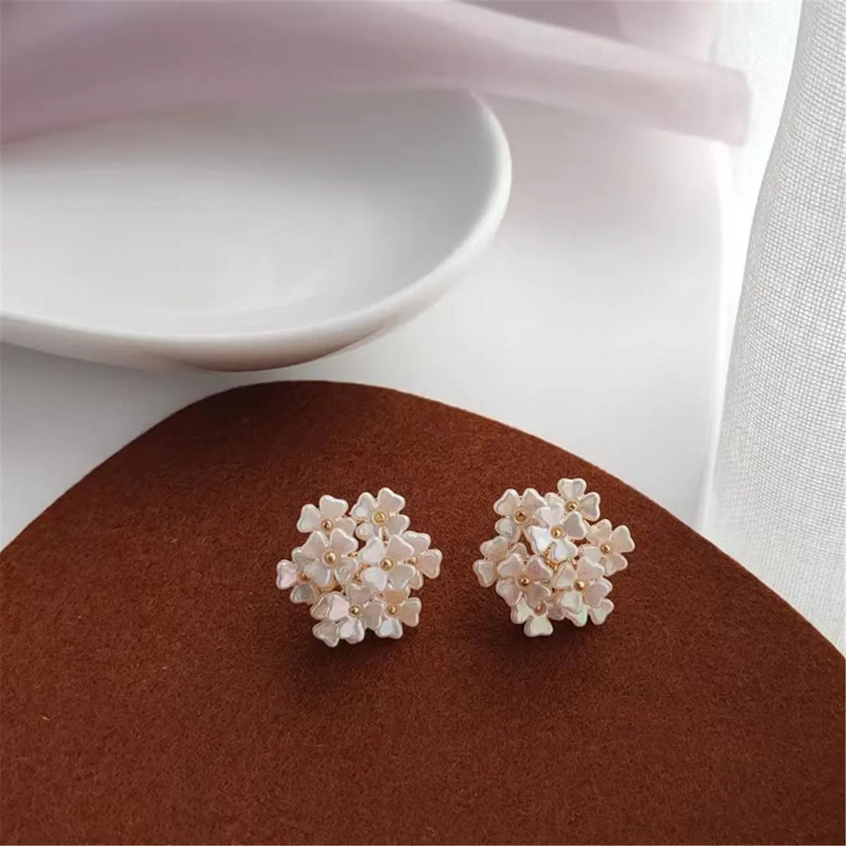 Pink Acrylic & 18K Gold-Plated Flowers Stud Earrings