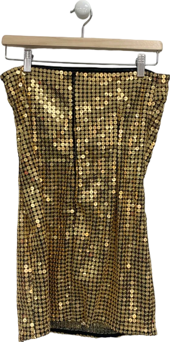 Pretty Little Thing Gold Sequin Mini Dress UK 10