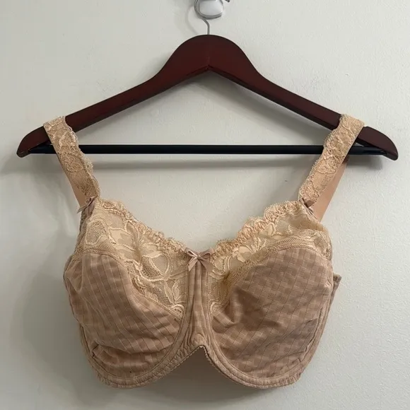 Prima Donna Madison Side Support Bra Lace Trimmed Checkered Bra Sz 34 I