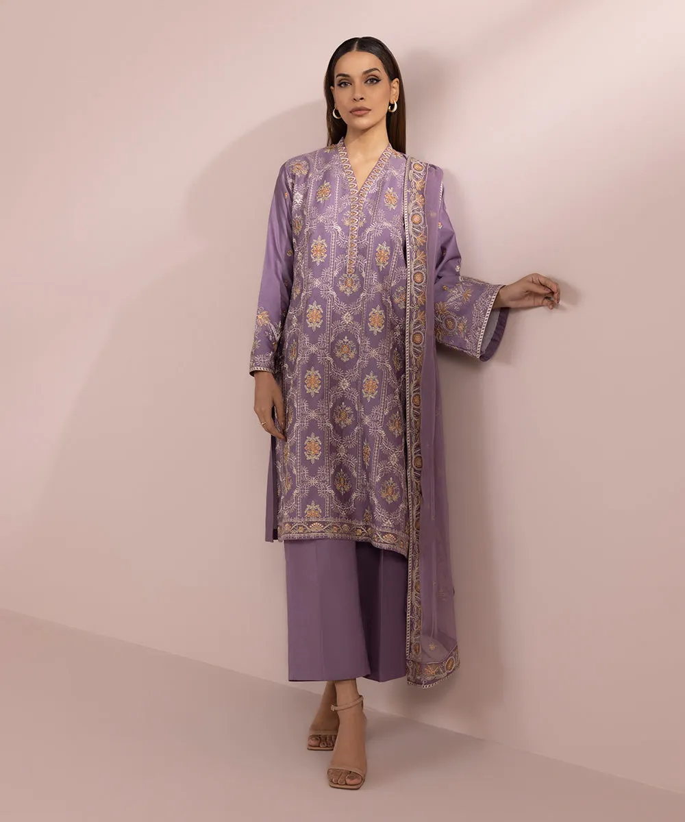 Purple Shade Pakistani Salwar Kameez Embroidered Salwar Suit