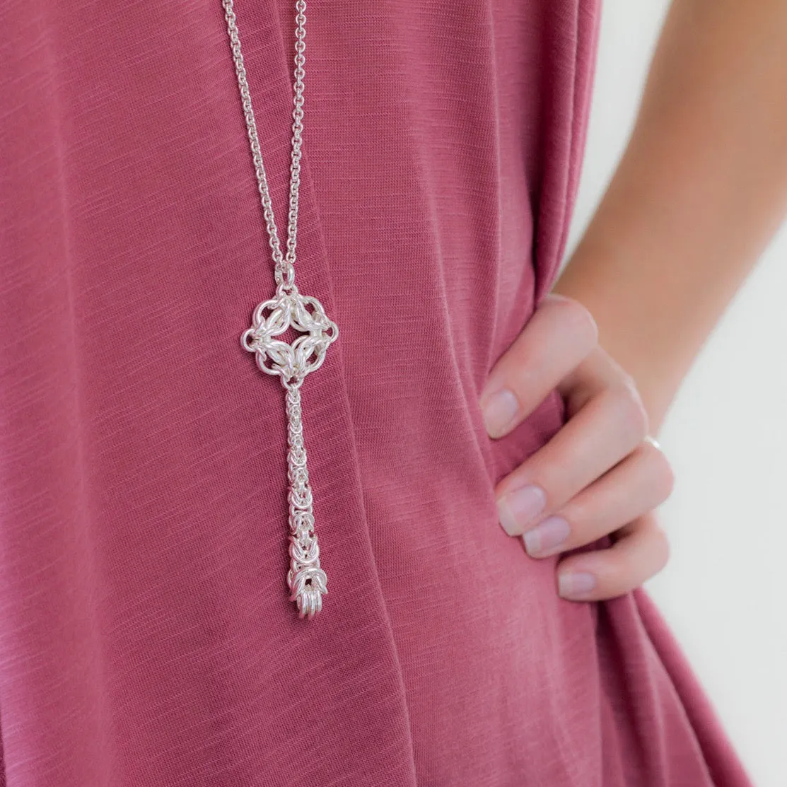 "Celestial Byzantine" Long Drop Pendant Necklace