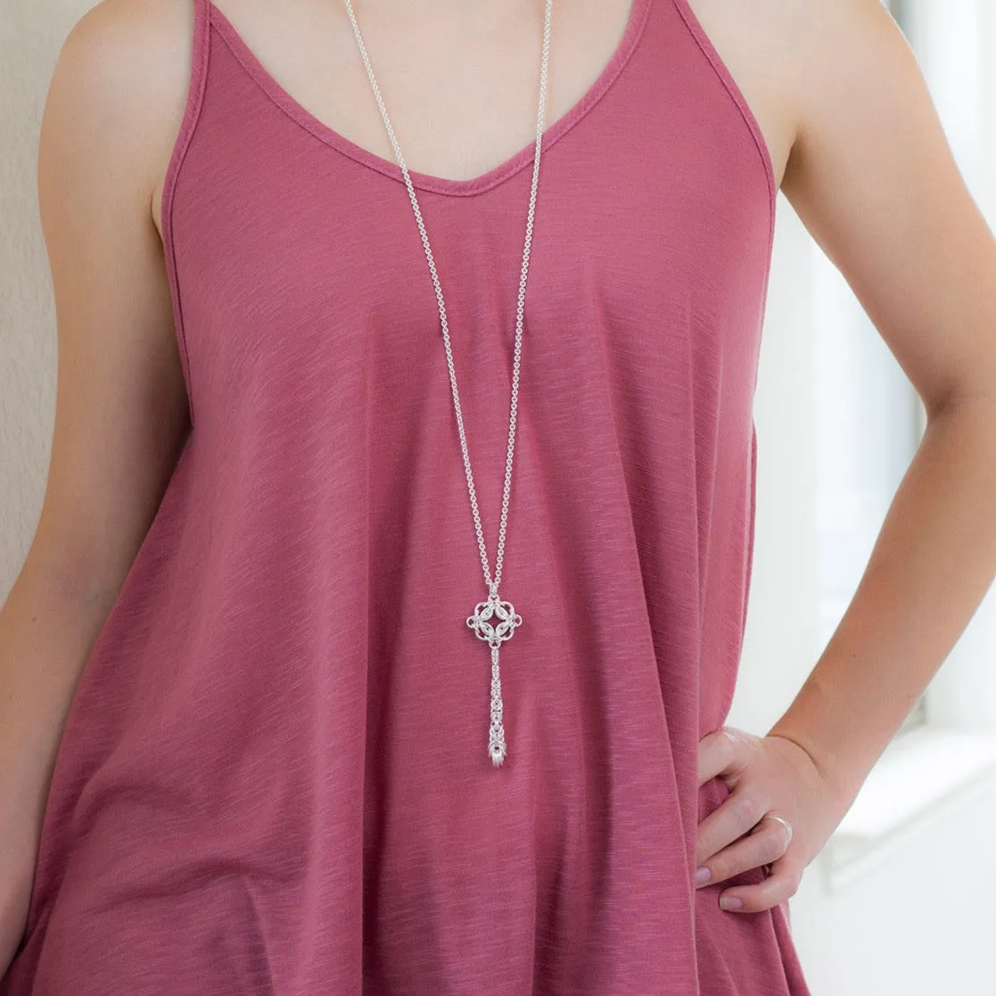 "Celestial Byzantine" Long Drop Pendant Necklace