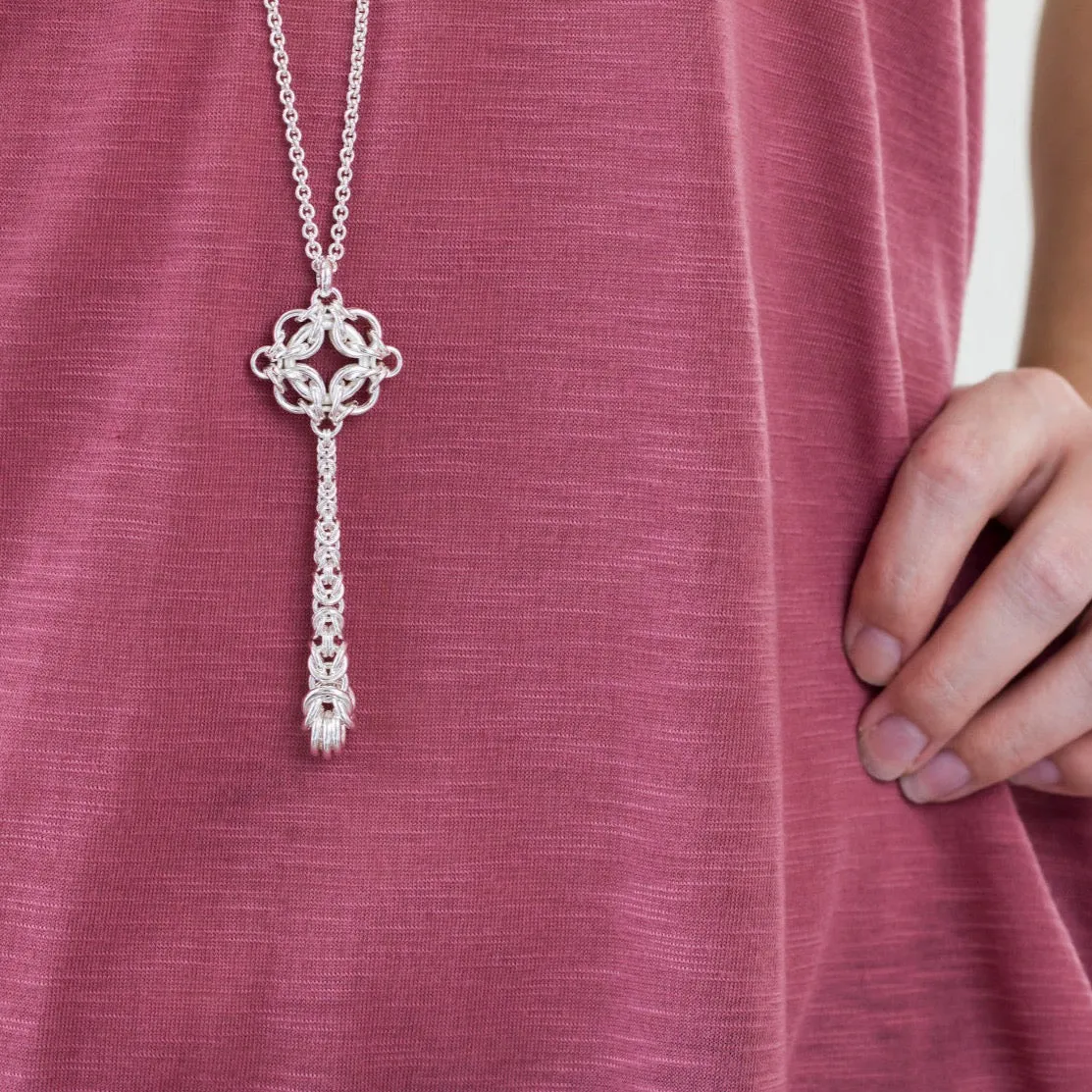 "Celestial Byzantine" Long Drop Pendant Necklace