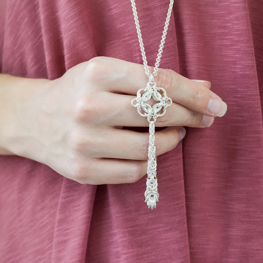 "Celestial Byzantine" Long Drop Pendant Necklace