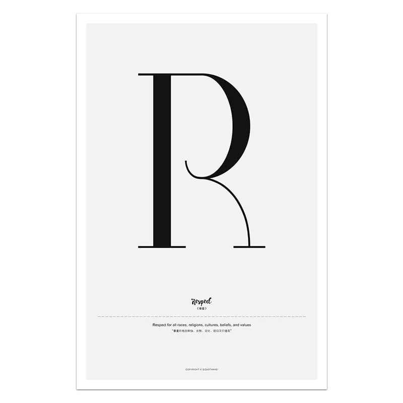 Quote Words Nordic Style Alphabet Wall Art