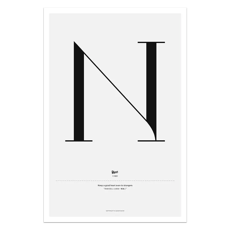 Quote Words Nordic Style Alphabet Wall Art