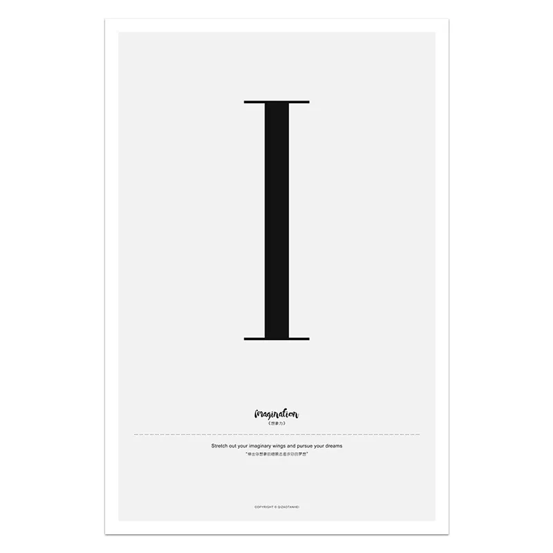 Quote Words Nordic Style Alphabet Wall Art