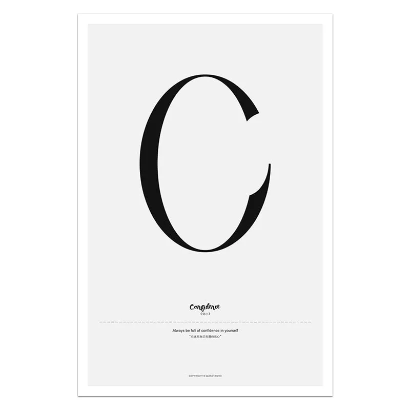 Quote Words Nordic Style Alphabet Wall Art