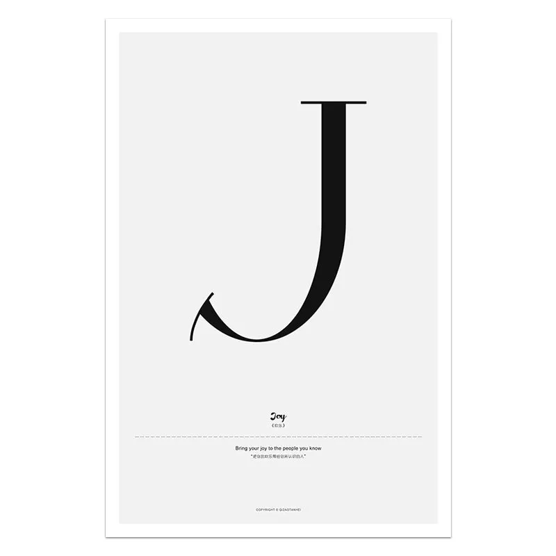 Quote Words Nordic Style Alphabet Wall Art