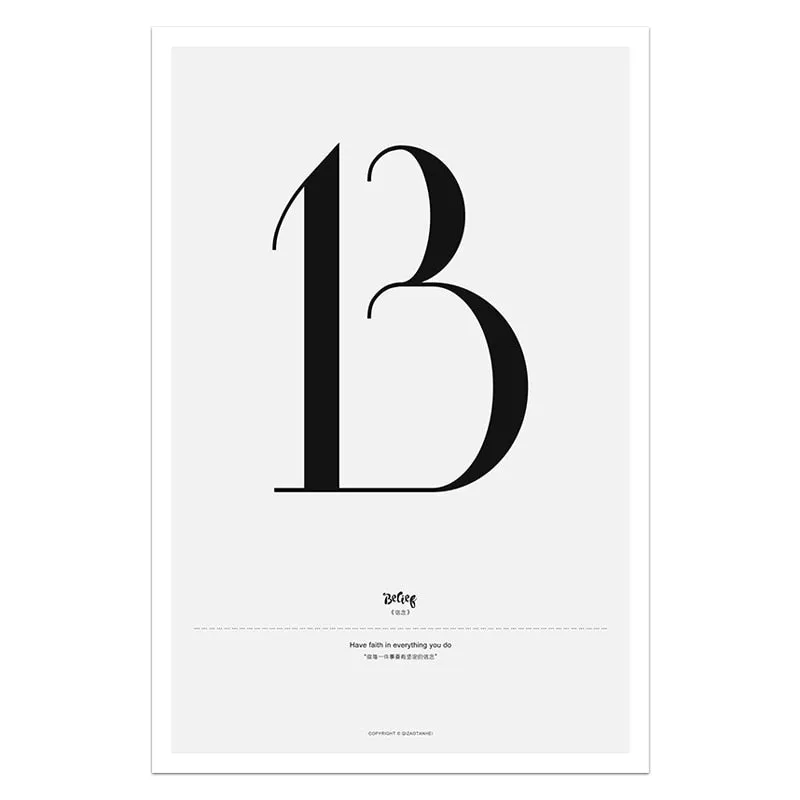 Quote Words Nordic Style Alphabet Wall Art